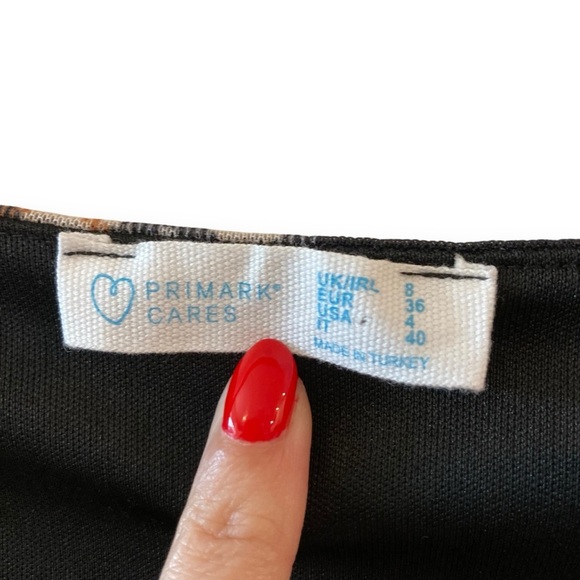 Primark Y2K Plaid Bodycon Mesh Mini Dress Empire Waist Flare Sleeves Size 4 - Picture 8 of 11